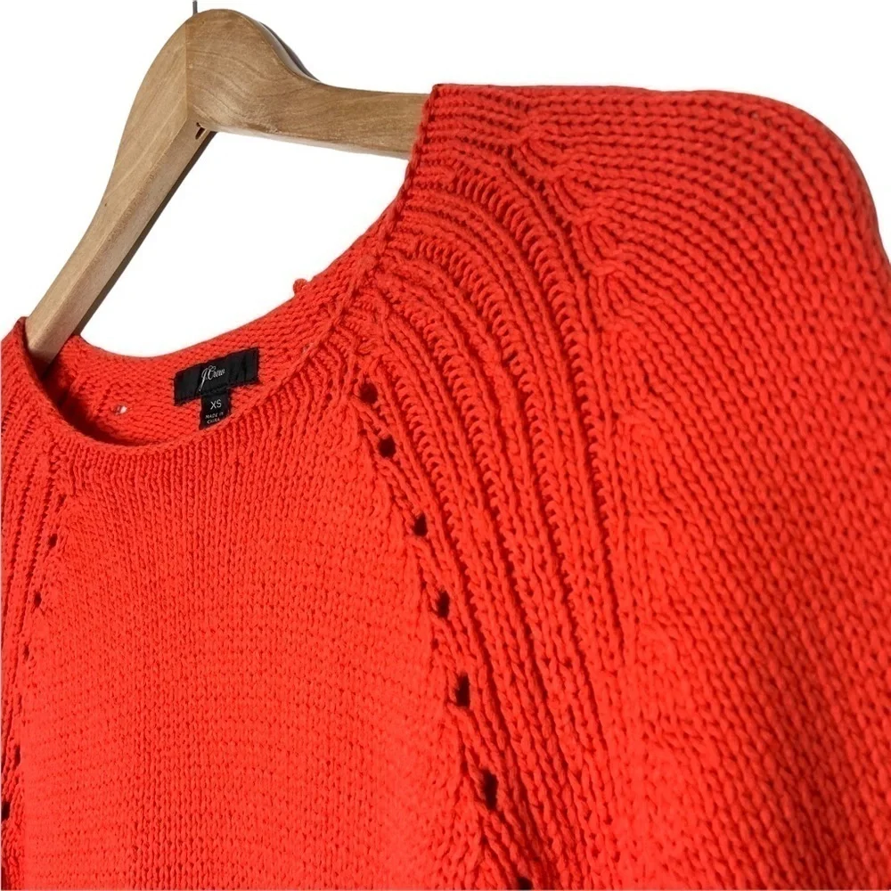 J Crew Womens Cotton Pullover Sweater Sz XS Pointelle Stitching J6381